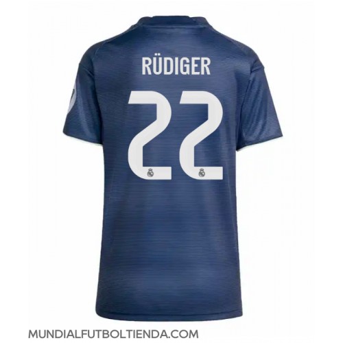 Camiseta Real Madrid Antonio Rudiger #22 Segunda Equipación Replica 2025-26 para mujer mangas cortas